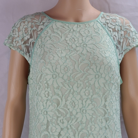 New York & Company Stretch  Women's (M) Mint Green Lace Sleeveless Sheath Dress - Picture 2 of 12